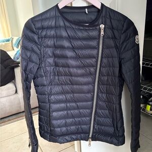 Moncler Women's Navy Asymmetrical Puffer Jacket